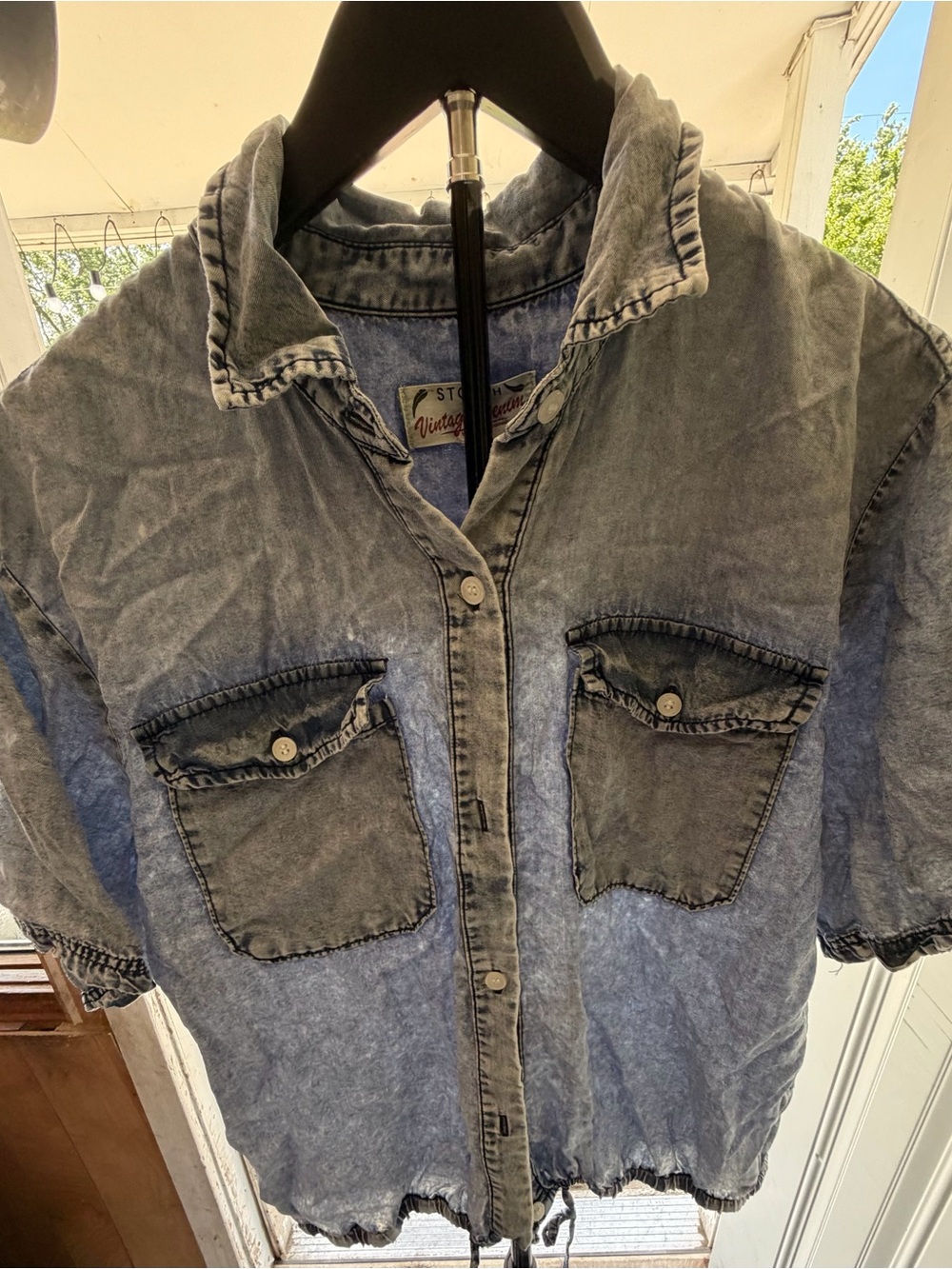 26 International Washed Indigo Short-Sleeve Button Front Shirt